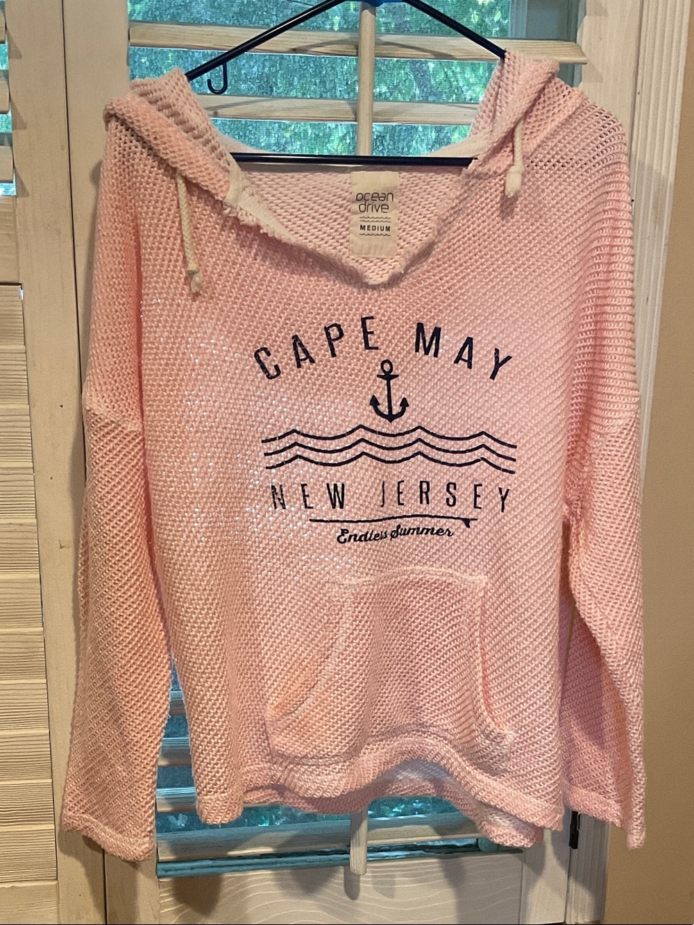 Ocean Drive Light Pink Cape May Anchor Pullover Hoodie